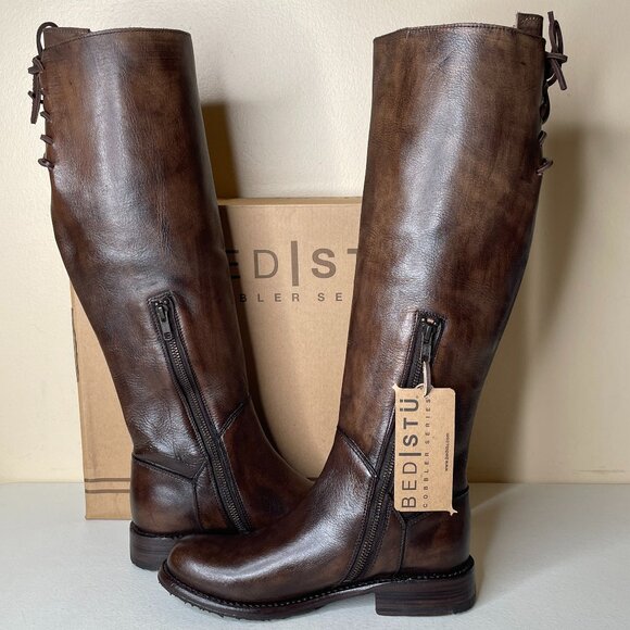 BED STU Manchester Distressed Brown Leather Tall Riding Boots BedStu Size 6 - Picture 4 of 16